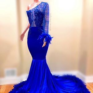 Royal blue custom made prom dress